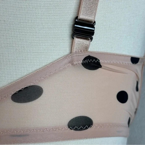 Victoria’s Secret Beige & Black Polka Dot Tee Shirt Bra Unlined Underwire 32DDD - Picture 5 of 11